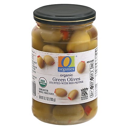 O Organics Organic Olives Green Stuffed With Red Pepper - 6.7 Oz - Image 3