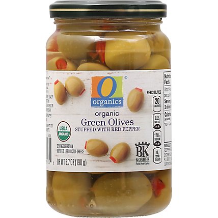 O Organics Organic Olives Green Stuffed With Red Pepper - 6.7 Oz - Image 2