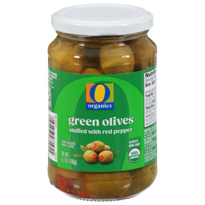 O Organics Olives Green Stuffed With Red Pepper - 6.7 Oz - Image 1