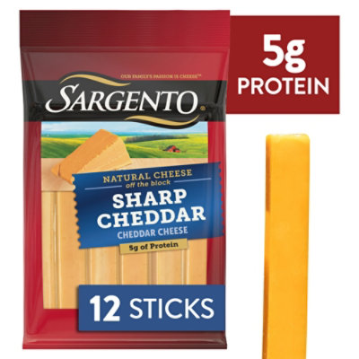 Sargento Sharp Natural Cheddar Cheese Snack Sticks 12 Count - 9 Oz - Image 1