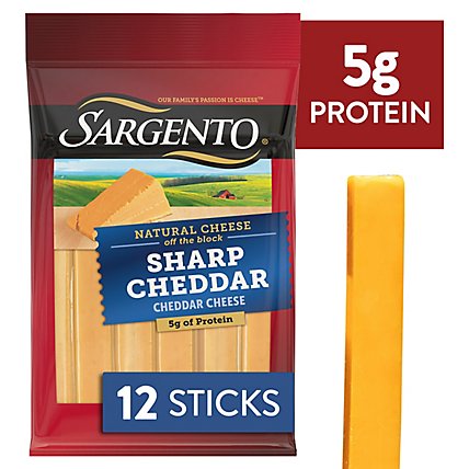 Sargento Snacks Cheese Sticks Sharp Cheddar 12 Count - 9Oz - Image 1