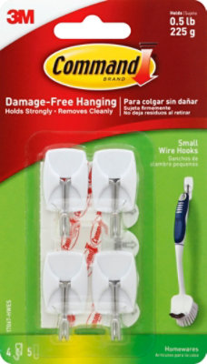 Command Wire Hook 4 Hooks With 5 Strips Small - Each - Image 2