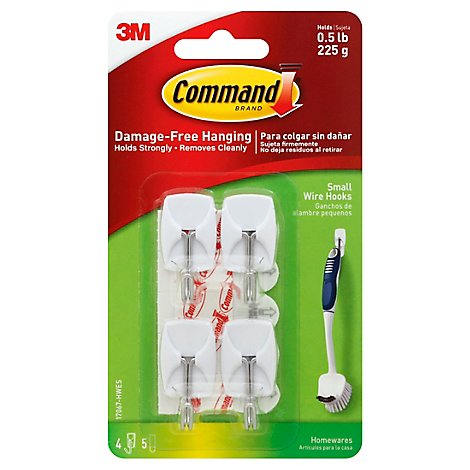 Command Wire Hook 4 Hooks With 5 Strips Small - Each
