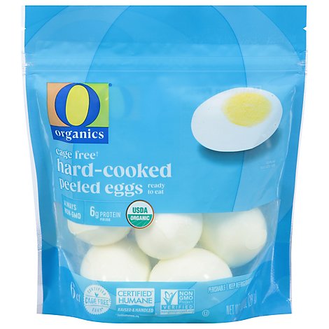 O Organics Organic Eggs Hard Cooked Peeled Ready To Eat 6 Count - 9 Oz