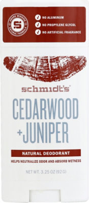 Schmidts Natural Deodorant Cedarwood Juniper - 3.25 Oz