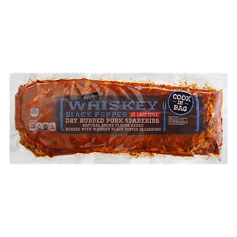 Signature SELECT Pork Spareribs Dry Rub Gluten Free St Louis Style Whiskey Black Pepper - 3.5 Lb