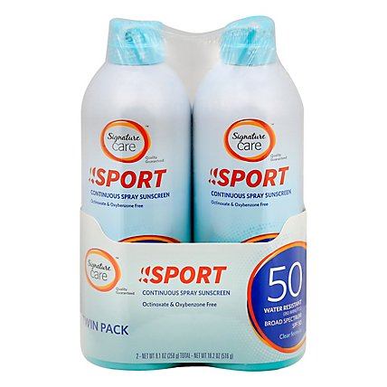 Signature Care Sport Sunscreen Continuous Spray Water Resistant SPF 50 - 2-9.1 Oz - Image 2