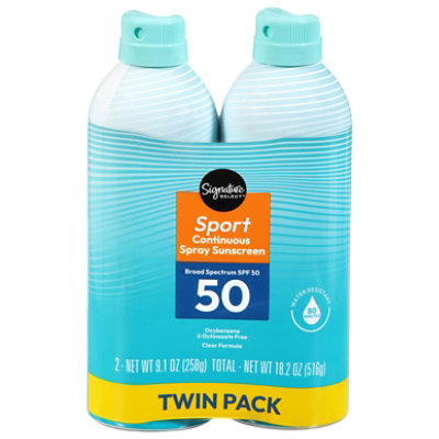 Signature Select/Care Sport Sunscreen Continuous Spray Water Resistant SPF 50 - 2-9.1 Oz - Image 1