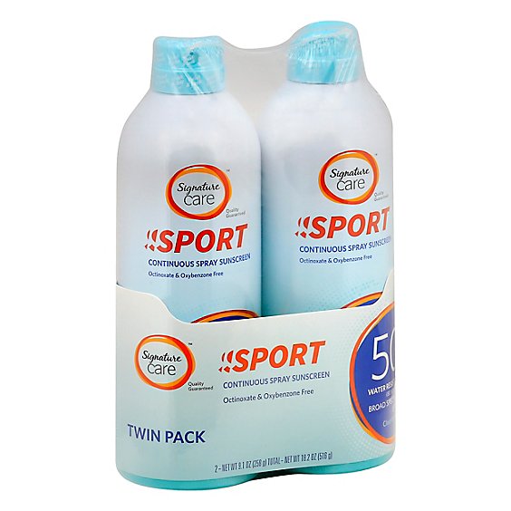 Signature Care Sport Sunscreen Continuous Spray Water Resistant SPF 50 - 2-9.1 Oz