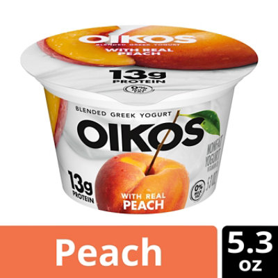 Oikos Blended Peach Greek Nonfat Yogurt - 5.3 Oz