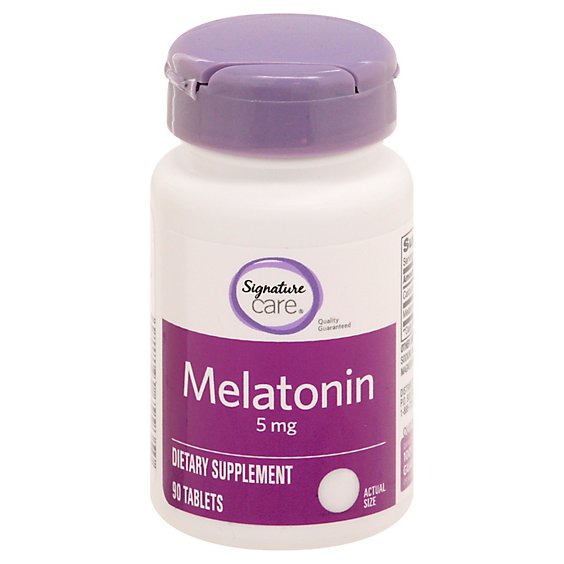 Signature Care Melatonin 5mg Dietary Supplement Tablet - 90 Count
