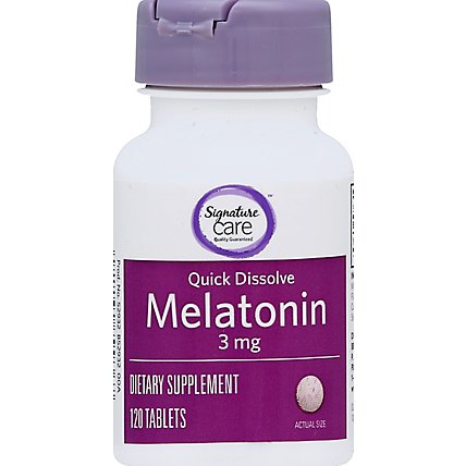 Signature Care Melatonin 3mg Quick Dissolve Dietary Supplement Tablet - 120 Count - Image 2