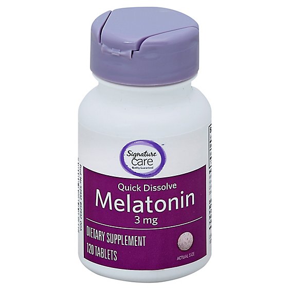 Signature Care Melatonin 3mg Quick Dissolve Dietary Supplement Tablet - 120 Count