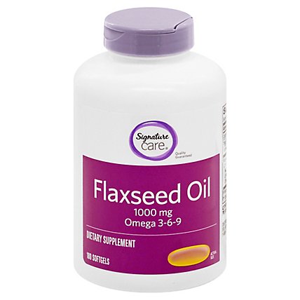 Signature Care Flaxseed Oil 1000mg Dietary Supplement Softgel - 180 Count - Image 3