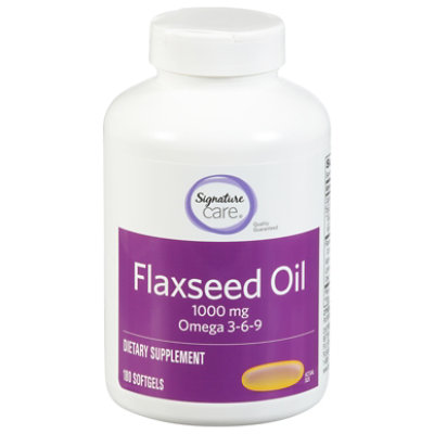 Signature Select/Care Flaxseed Oil 1000mg Dietary Supplement Softgel - 180 Count - Image 1