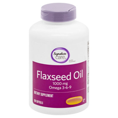Signature Care Flaxseed Oil 1000mg Dietary Supplement Softgel - 180 Count