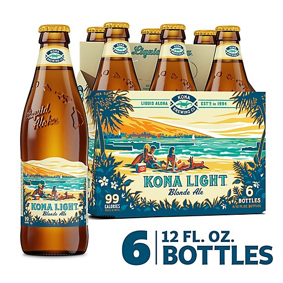 Kona Light Blonde Ale Bottles - 6-12 Fl. Oz.