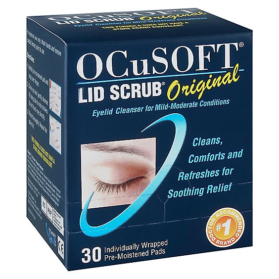 OCuSOFT Lid Scrub Eyelid Cleanser Pre-Moistened Pads Original - 30 Count