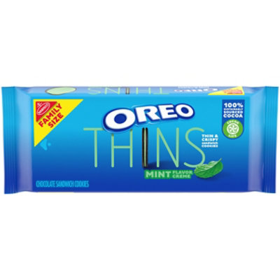 OREO Thins Cookie Sandwich Chocolate Mint Falvor Crème Family Size - 13.1 Oz