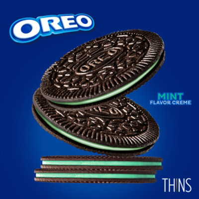 OREO Thins Mint Creme Chocolate Sandwich Cookies Family Size - 13.1 Oz - Image 2
