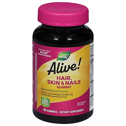 Alive Hair Skin Nails Gummie - 60 Count - Vons