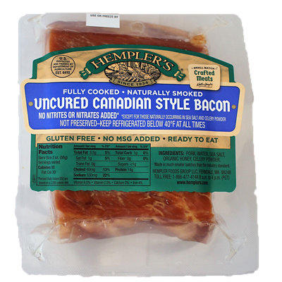 Hemplers Bacon Canadian Bacon Uncured - 1 Lb - Image 1