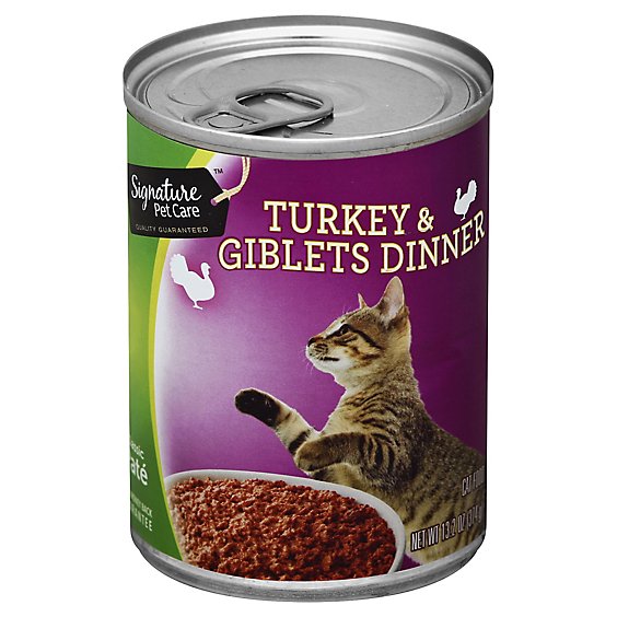Signature Pet Care Cat Food Classic Pate Turkey & Giblets Dinner Can - 13.2 Oz