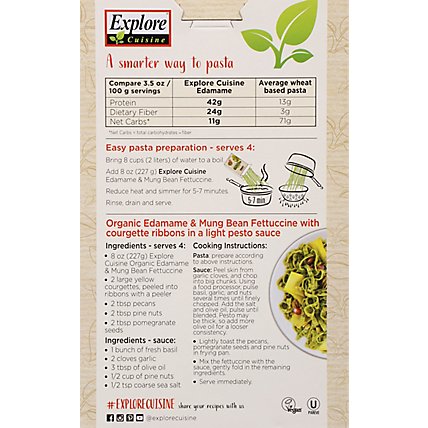 Explore Cuisine Bean Pasta Organic Fettuccine Edamame & Mung Bean Box - 8 Oz - Image 6