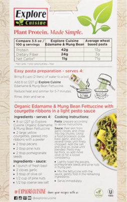 Explore Cuisine Bean Pasta Organic Fettuccine Edamame & Mung Bean Box - 8 Oz - Image 6