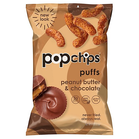 popchips Nutter Puffs Puffed Snack Peanut Butter & Chocolate - 4 Oz
