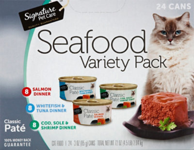 Signature Pet Care Cat Food Classic Pate Seafood Variety Pack Box - 24-3 Oz - Image 2