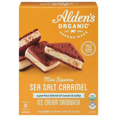 Alden's Organic Mini Squares Sea Salt Ice Caramel Cream Sandwich - 8 Count - Image 1