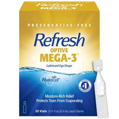 Refresh Optive Mega 3 Non Preserved Tears Lubricant Eye Drops - 30-0.01 Fl. Oz. - Image 1