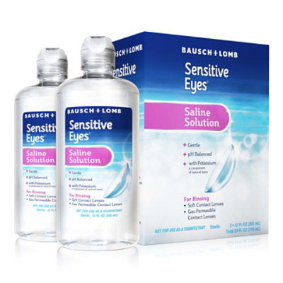 Sensitive Eyes Saline Solution for Soft & Gas Permeable Lenses Multipack - 2-12 Fl. Oz. - Image 1