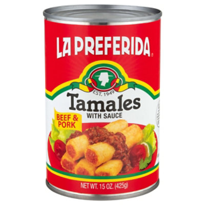 La Preferida Tamales With Sauce Beef & Pork Can - 15 Oz - Image 2