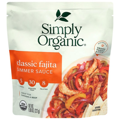 Simply Organic Organic Simmer Sauce Classic Fajita For Beef Or Chicken Pouch - 8 Oz - Image 3