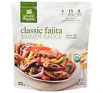 Simply Organic Organic Simmer Sauce Classic Fajita For Beef Or Chicken Pouch - 8 Oz