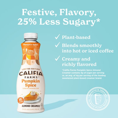 Califia Farms Pumpkin Spice Almond Milk Coffee Creamer - 25.4 Fl. Oz. - Image 3