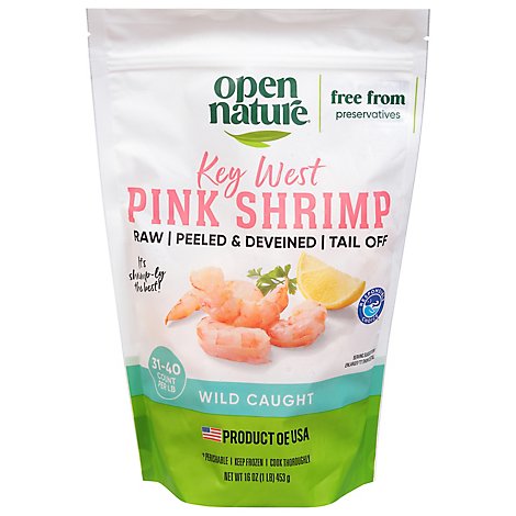 Open Nature Shrimp Raw Wild Caught Peeled & Deveined 31 To 40 Count - 16 Oz