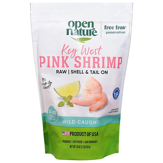 Open Nature Shrimp Raw Wild Caught Shell On 21 To 30 Count - 16 Oz