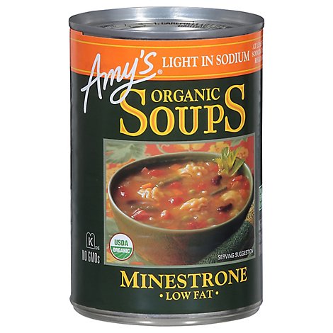 Amys Soups Organic Low Fat Light in Sodium Minestrone - 14.1 Oz