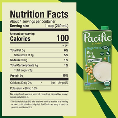 Pacific Foods Organic Unsweetened Soy Milk - 32 Fl Oz - Image 4