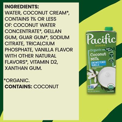 Pacific Foods Organic Unsweetened Vanilla Coconut Milk - 32 Fl. Oz. - Image 5