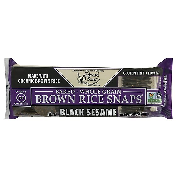 Edward & Sons Snaps Blck Sesame W Brwn Rice - 3.5 Oz