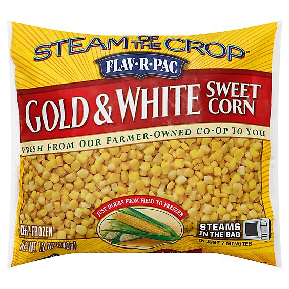 Flav R Pac Steam Of The Crop Vegetables Corn Sweet Gold & White - 12 Oz