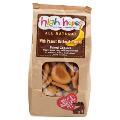 High Hopes Dog Treats All Natural Baked Cookies with Peanut Butter Banana Bag - 11 Oz - Image 3