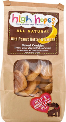 High Hopes Dog Treats All Natural Baked Cookies with Peanut Butter Banana Bag - 11 Oz - Image 2