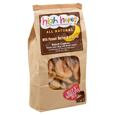 High Hopes Dog Treats All Natural Baked Cookies with Peanut Butter Banana Bag - 11 Oz - Image 1