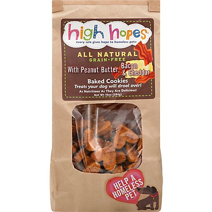 High Hopes Dog Treats Cookies Baked With Peanut Butter Bacon & Cheddar - 10 Oz - Image 2
