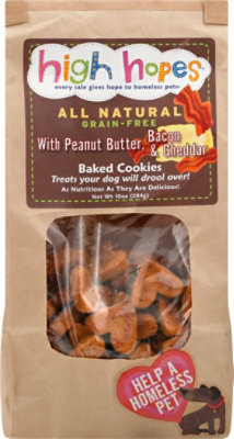 High Hopes Dog Treats Cookies Baked With Peanut Butter Bacon & Cheddar - 10 Oz - Image 2